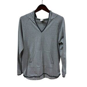 Paper Crane Womens Striped Hoodie V-Neck Long Sleeve Top Size L Cotton & Polyest